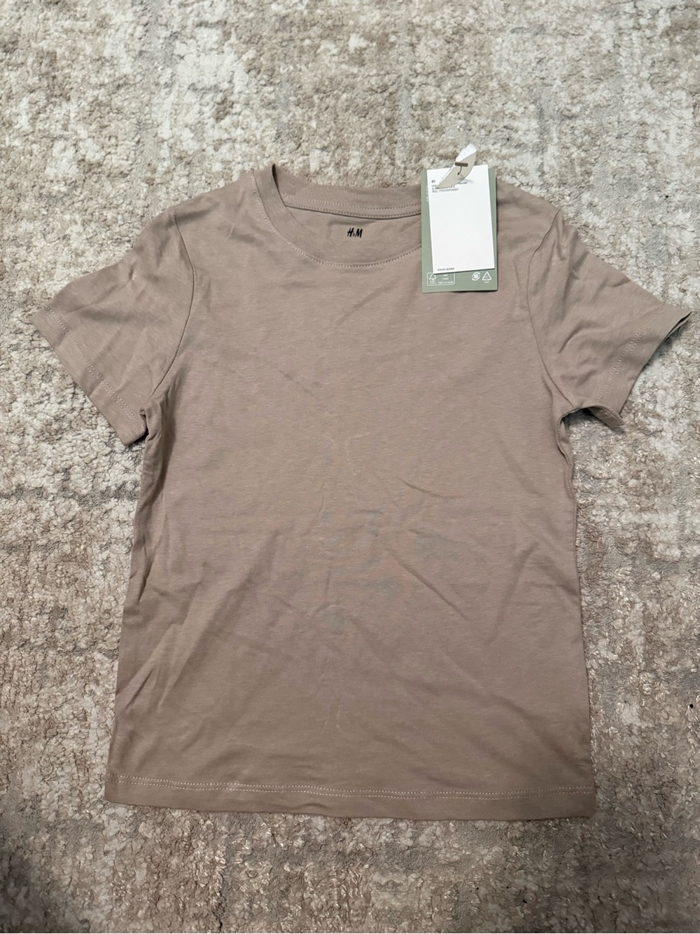 H&M Kids Short Sleeve Tee in Taupe Organic Cotton size 5/6-NWT